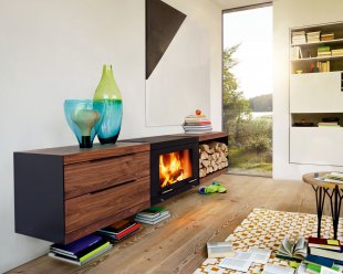 03 - Kamna Balance se zásuvkovým a skladovacím modulem z ořechu